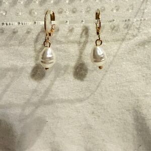 Gold Pearl Drop Earrings - Women Jewelry